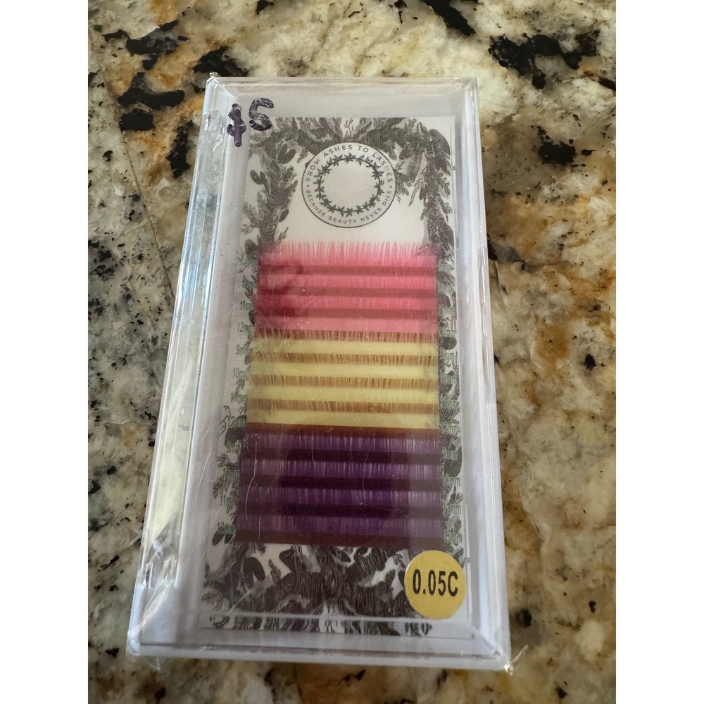 From Ashes to Lashes 0.05C Tri-Color Pink Yellow Purple Eyelash Extensions Tray